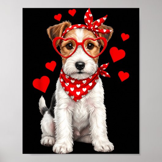 Fox Terrier Valentines Day Wirehaired Dog Lover He Poster (Vorne)