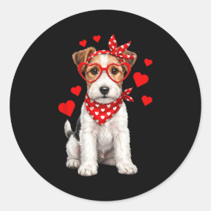Fox Terrier Valentinstag Drahtbehaarter Hundeliebh Runder Aufkleber