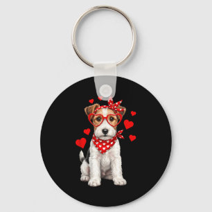 Fox Terrier Valentinstag Drahtbehaarter Hundeliebh Schlüsselanhänger