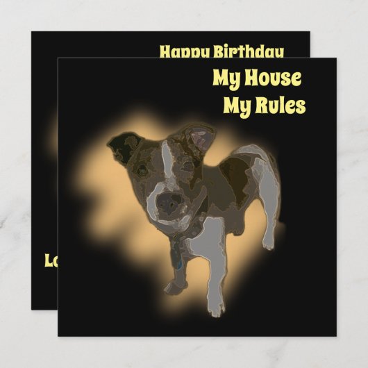 Fox Terrier Wasserfarbe, flache Geburtskarte (Vorne/Hinten)