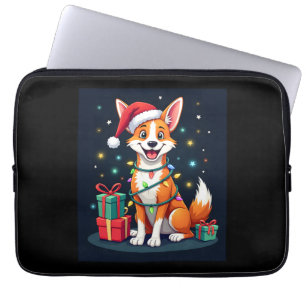 Fox Terrier Weihnachtsbeleuchtung Weihnachtsmann F Laptopschutzhülle