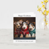 Fox Terrier Welpen in Weihnachtssüßen Karte (Gelbe Blume)