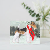 Fox Terrier Winter Postkarte (Stehend Vorderseite)