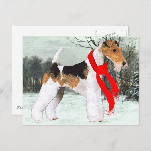 Fox Terrier Winter Postkarte (Vorne/Hinten)