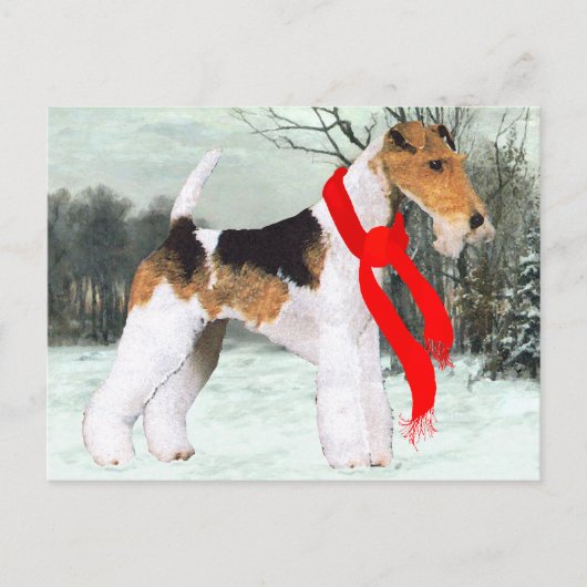 Fox Terrier Winter Postkarte (Vorderseite)