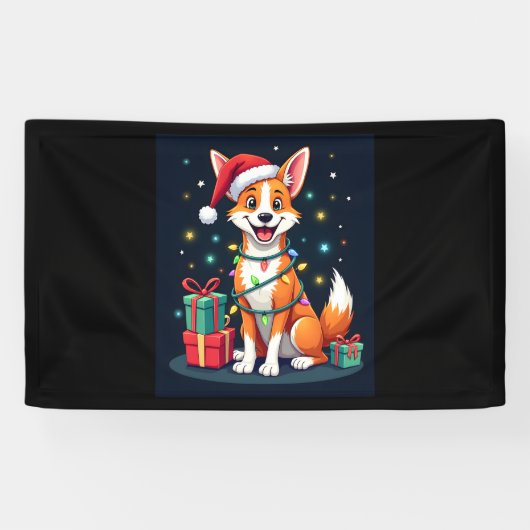 Fox Terrier Xmas Licht Santa Fox Terrier Dog Ch Banner (Horizontal)