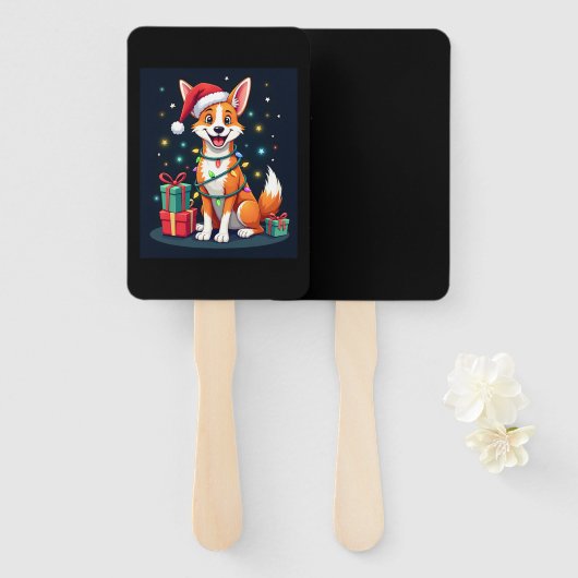 Fox Terrier Xmas Licht Santa Fox Terrier Dog Ch Fächer (Vorne und Hinten)