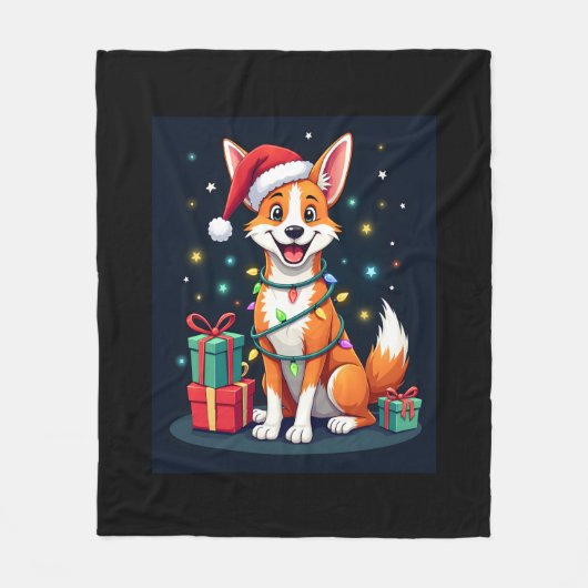 Fox Terrier Xmas Licht Santa Fox Terrier Dog Ch Fleecedecke (Vorderseite)