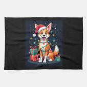 Fox Terrier Xmas Licht Santa Fox Terrier Dog Ch Geschirrtuch (Horizontal)