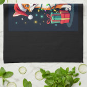 Fox Terrier Xmas Licht Santa Fox Terrier Dog Ch Geschirrtuch (Gefaltet)