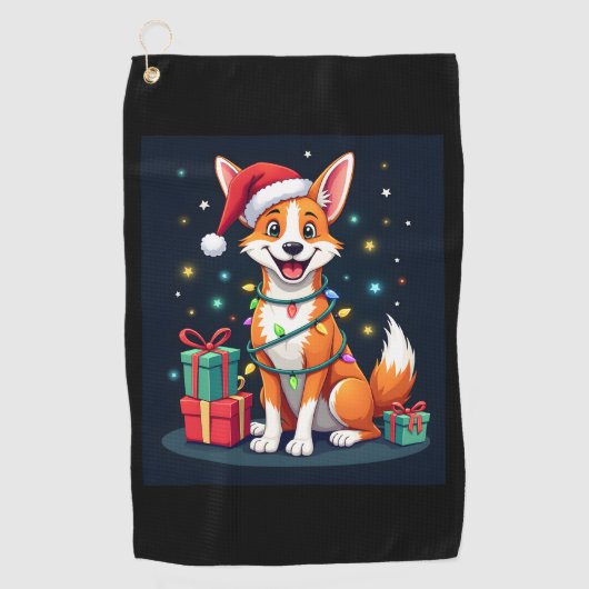 Fox Terrier Xmas Licht Santa Fox Terrier Dog Ch Golfhandtuch (Vorderseite)