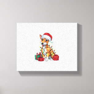 Fox Terrier Xmas Licht Santa Fox Terrier Dog Ch Leinwanddruck