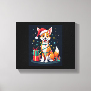 Fox Terrier Xmas Licht Santa Fox Terrier Dog Ch Leinwanddruck