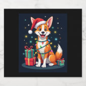 Fox Terrier Xmas Licht Santa Fox Terrier Dog Ch Schaumweinetikett (Einzelnes Label)
