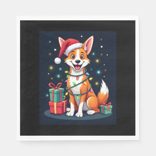 Fox Terrier Xmas Licht Santa Fox Terrier Dog Ch Serviette (Vorderseite)