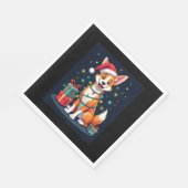Fox Terrier Xmas Licht Santa Fox Terrier Dog Ch Serviette (Ecke)