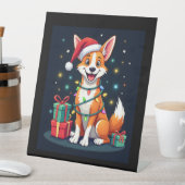 Fox Terrier Xmas Licht Santa Fox Terrier Dog Ch Sockelschild (In Situ)