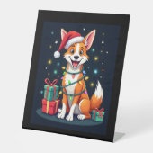 Fox Terrier Xmas Licht Santa Fox Terrier Dog Ch Sockelschild (Vorderseite)