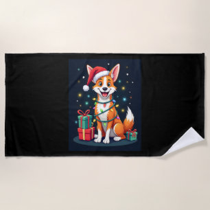 Fox Terrier Xmas Licht Santa Fox Terrier Dog Ch Strandtuch