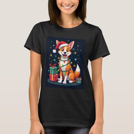 Fox Terrier Xmas Licht Santa Fox Terrier Dog Ch T-Shirt (Vorderseite)