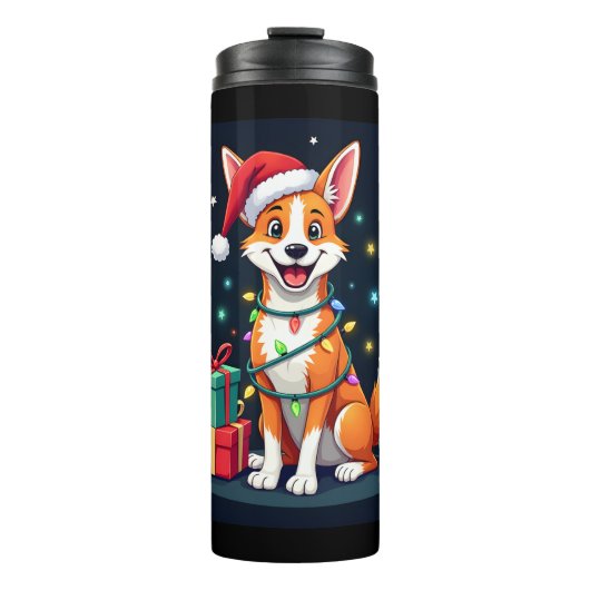 Fox Terrier Xmas Licht Santa Fox Terrier Dog Ch Thermosbecher (Vorderseite)