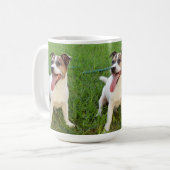Fox Terrier, Zunge in der Wange, Kaffeetasse (Vorderseite Links)