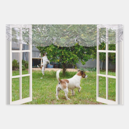 Fox Terriers, die den Garten erkunden, Geschenkpapier Set (Vorderseite)