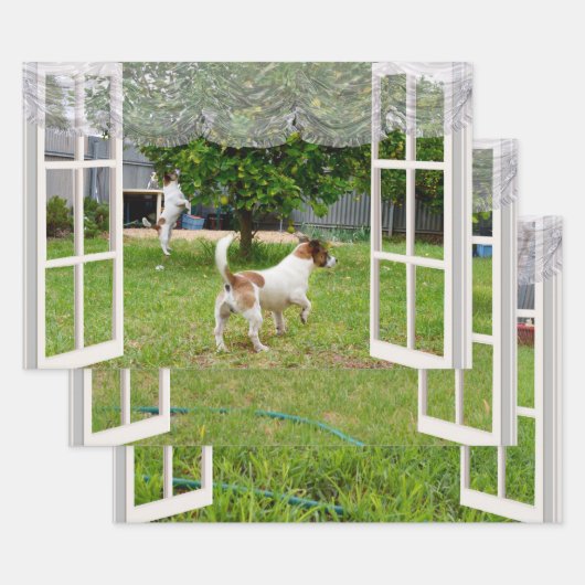 Fox Terriers, die den Garten erkunden, Geschenkpapier Set (Set)