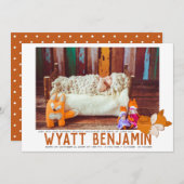 Fox Themed Birth Announctions Card Ankündigung (Vorne/Hinten)