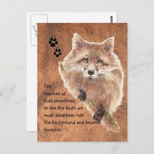 Fox, Tiertotem, Geistführer, Symbol Postkarte (Vorne/Hinten)