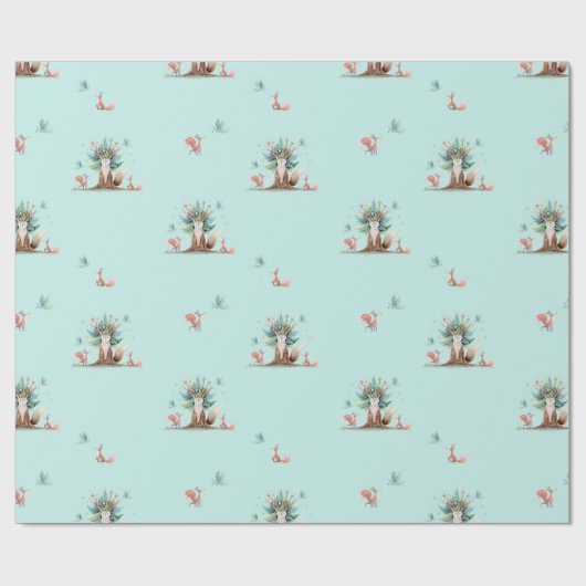 Fox Tree Wrapping Paper Geschenkpapier (Flach)