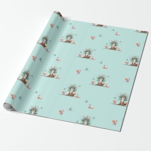 Fox Tree Wrapping Paper Geschenkpapier (Ungerollt)