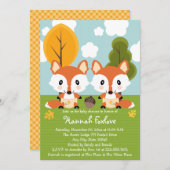 FOX TWINS IN DIAPERS BABY SHOWER EINLADUNG (Vorne/Hinten)