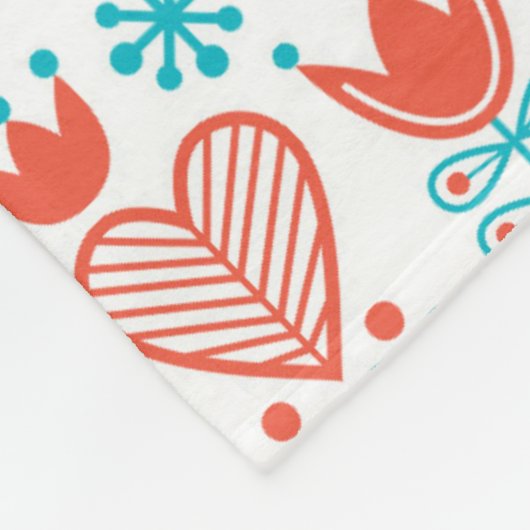 Fox- u. Vogel-Volkskunst-Muster des Monogramm-| Fleecedecke (Ecke)