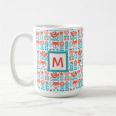 Fox- u. Vogel-Volkskunst-Muster des Monogramm-| Kaffeetasse (Links)