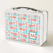 Fox- u. Vogel-Volkskunst-Muster des Monogramm-| Metall Brotdose (Rückseite)