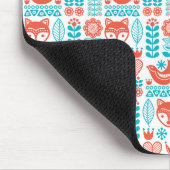 Fox- u. Vogel-Volkskunst-Muster des Monogramm-| Mousepad (Ecke)