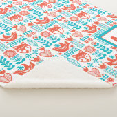 Fox- u. Vogel-Volkskunst-Muster des Monogramm-| Sherpadecke (3/4)