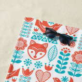 Fox- u. Vogel-Volkskunst-Muster des Monogramm-| Strandtuch (Beispiel)