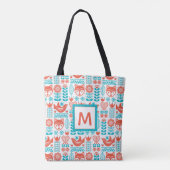 Fox- u. Vogel-Volkskunst-Muster des Monogramm-| Tasche (Rückseite)