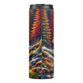 Fox überquert einen Herbstfluss Thermosbecher (Rückseite)