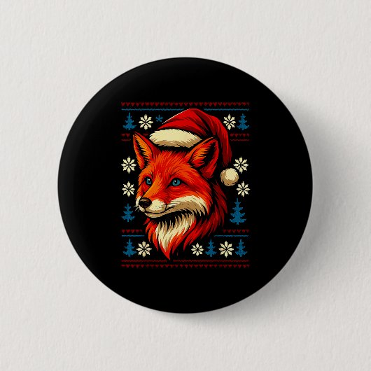 Fox Ugly Christmas Sweater Button (Vorderseite)