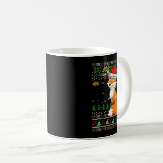 Fox Ugly Christmas Sweaters Holiday Santa Cute Xma Kaffeetasse (VorderseiteRechts)