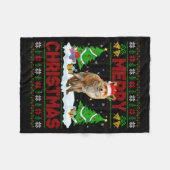 Fox Ugly Xmas Sweater Funny Fox Animal Merry Chris Fleecedecke (Vorderseite (Horizontal))