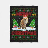 Fox Ugly Xmas Sweater Funny Fox Animal Merry Chris Fleecedecke (Vorderseite)