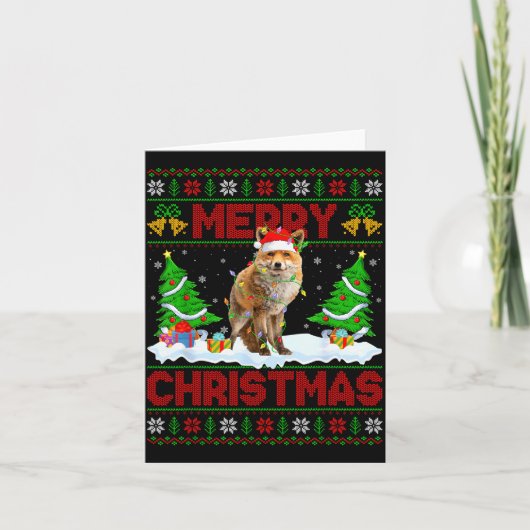 Fox Ugly Xmas Sweater Funny Fox Animal Merry Chris Karte (Vorderseite)