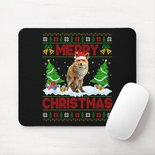 Fox Ugly Xmas Sweater Funny Fox Animal Merry Chris Mousepad (Mit Mouse)