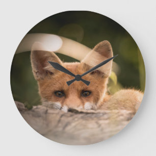 fox Uhr, foxy Dekor, Fuchsjungsgeschenke Große Wanduhr