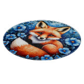 Fox umgeben von Blumen Schneidebrett (Ecke)