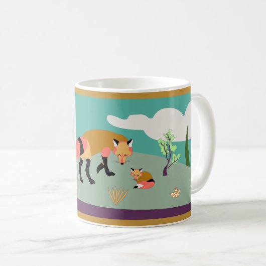 Fox und Baby in der Wüste Kaffeetasse (VorderseiteRechts)